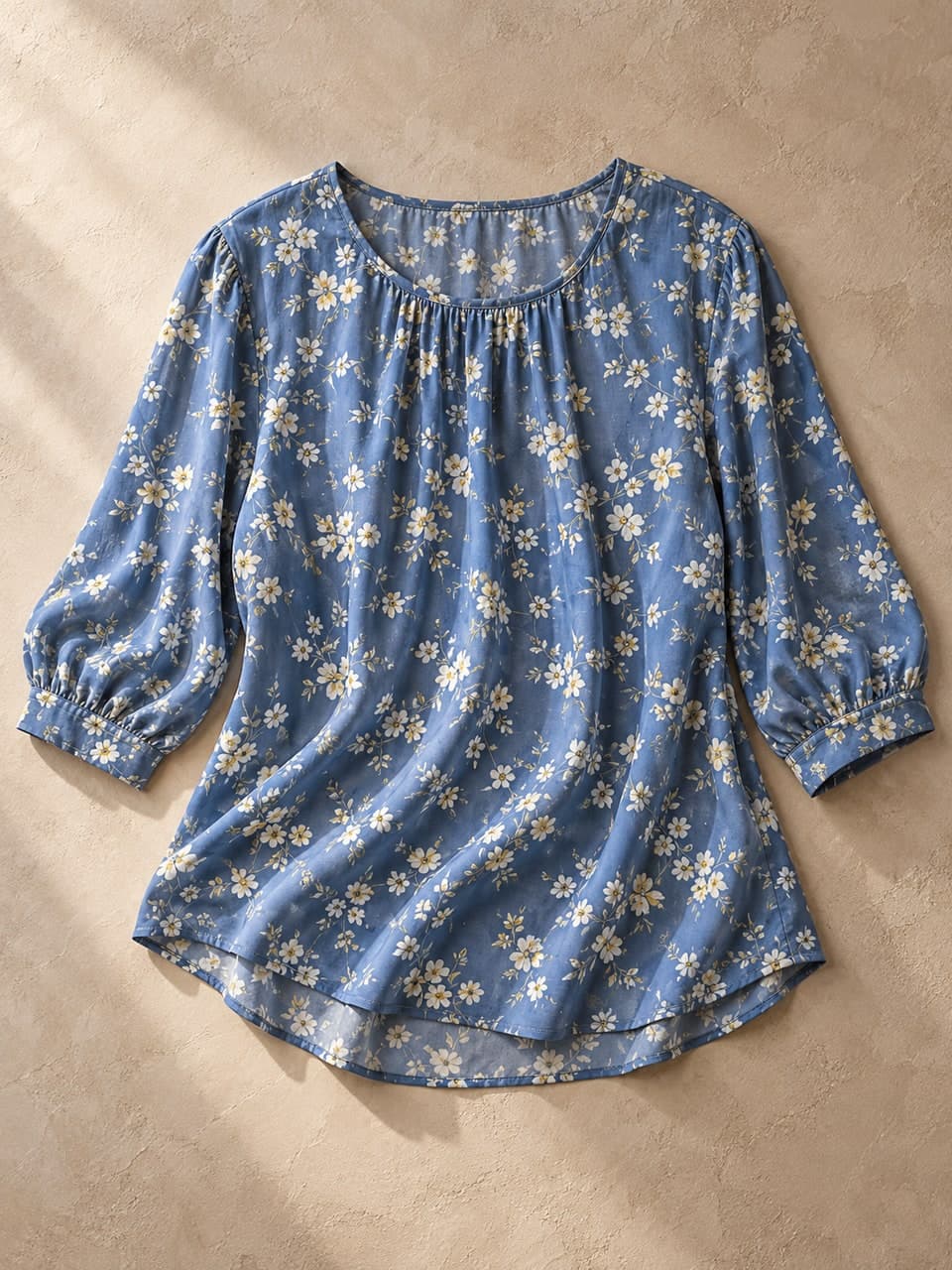 Casual Top — Floral — fabric and stitching detail