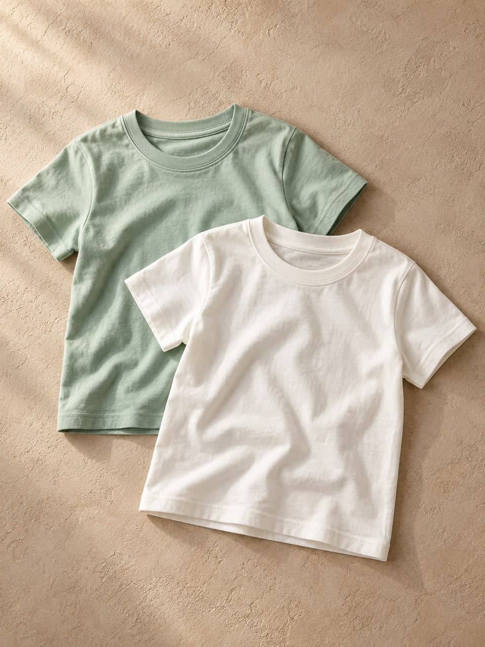Kids Tee Duo — Mint / White — fabric and stitching detail