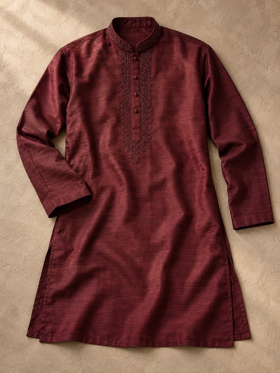 Premium Silk Panjabi — — fabric and stitching detail